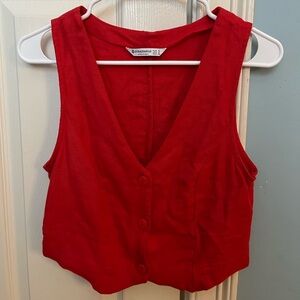 Red Stradivarius Italian Vest